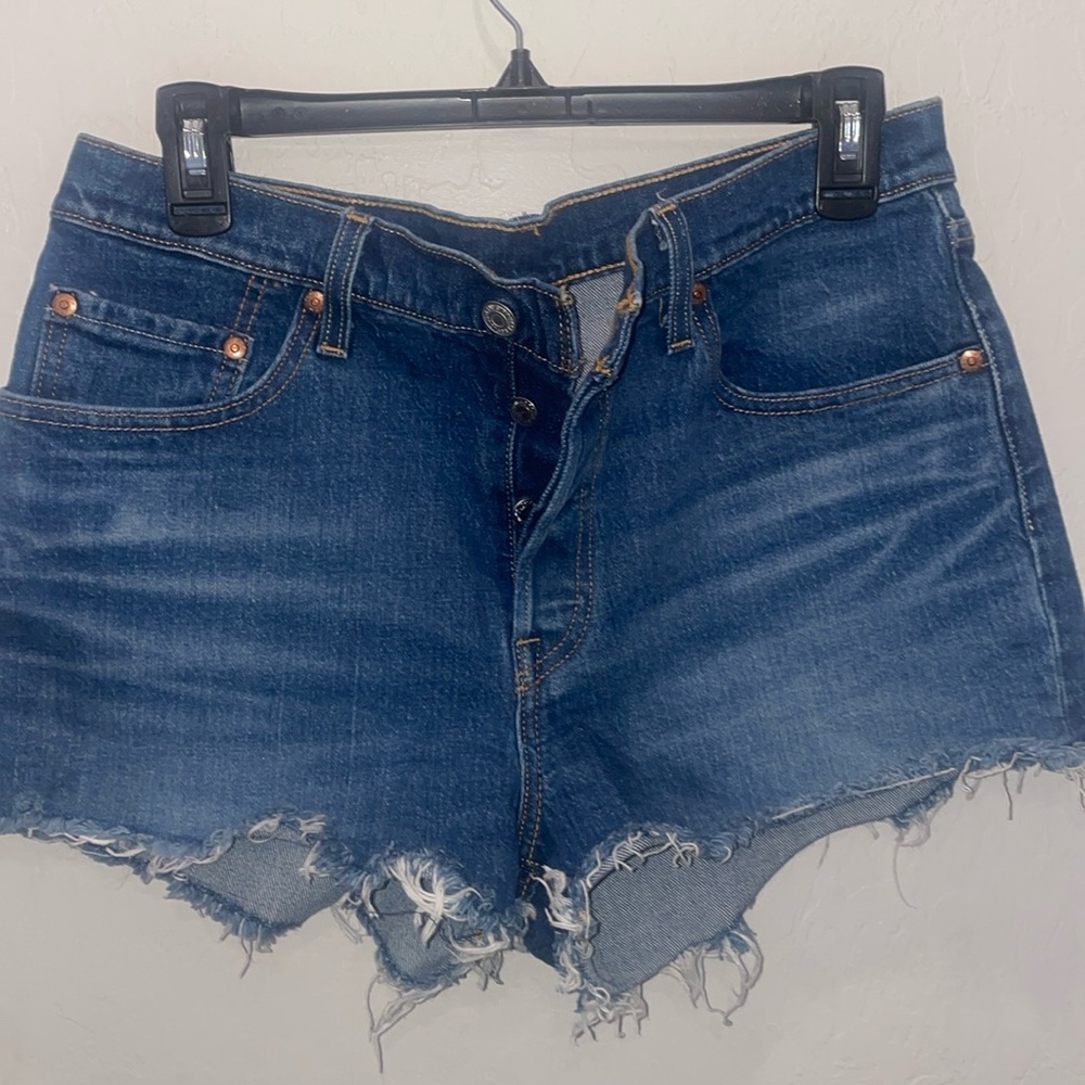 Womans Levi 501 Distressed Size 29 Jean Shorts - image 1